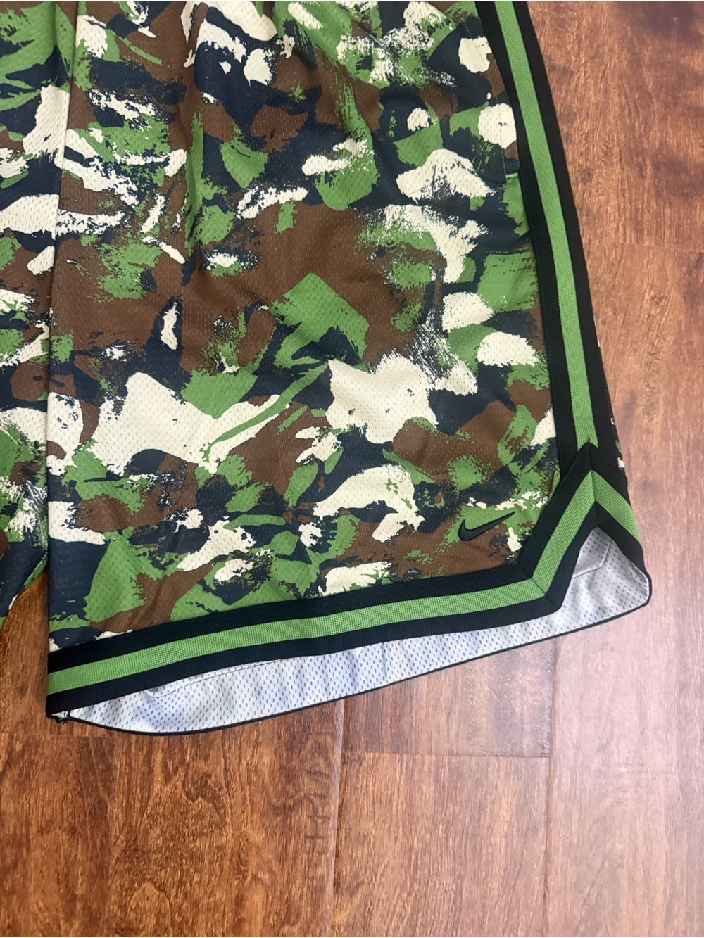 Nike Men's Green Camo Athletic Shorts with Black Trim - Picture 6 of 15